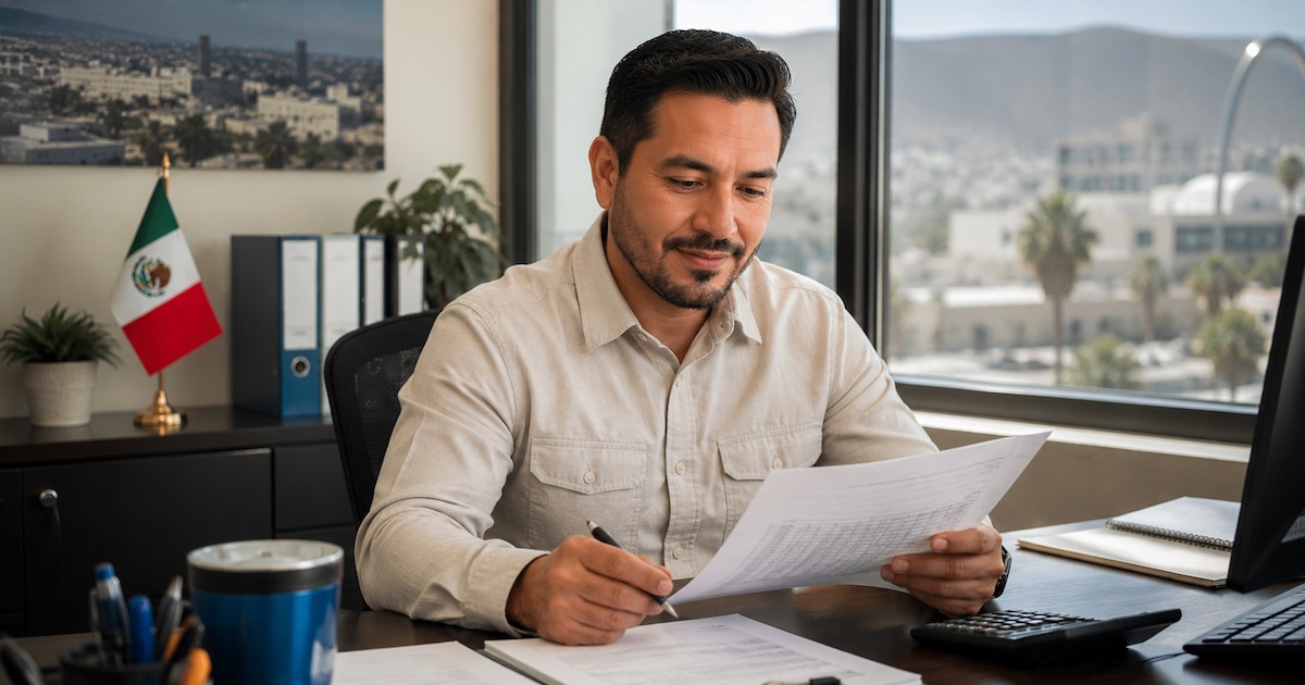 Trabajador municipal del Ayuntamiento de Tijuana revisando sus opciones de crédito