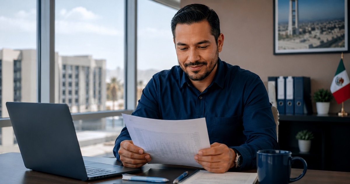 Trabajador del gobierno de Baja California revisando su crédito ISSSTECALI